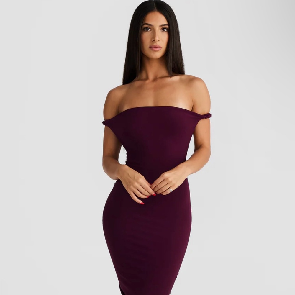 Elegant Off-Shoulder Purple Dress